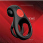 Red Dot Silicone Rechargeable Vibrating Cock Ring with Controller V2 - Black/Red