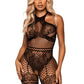 Seamless Industrial Net Halter Bodystocking with Faux Lace Lingerie Detail - Its Cassidy Bybee