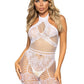 Seamless Industrial Net Halter Bodystocking with Faux Lace Lingerie Detail - Its Cassidy Bybee
