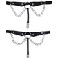 Sex and Mischief Chain Lace Garters - Black/Silver