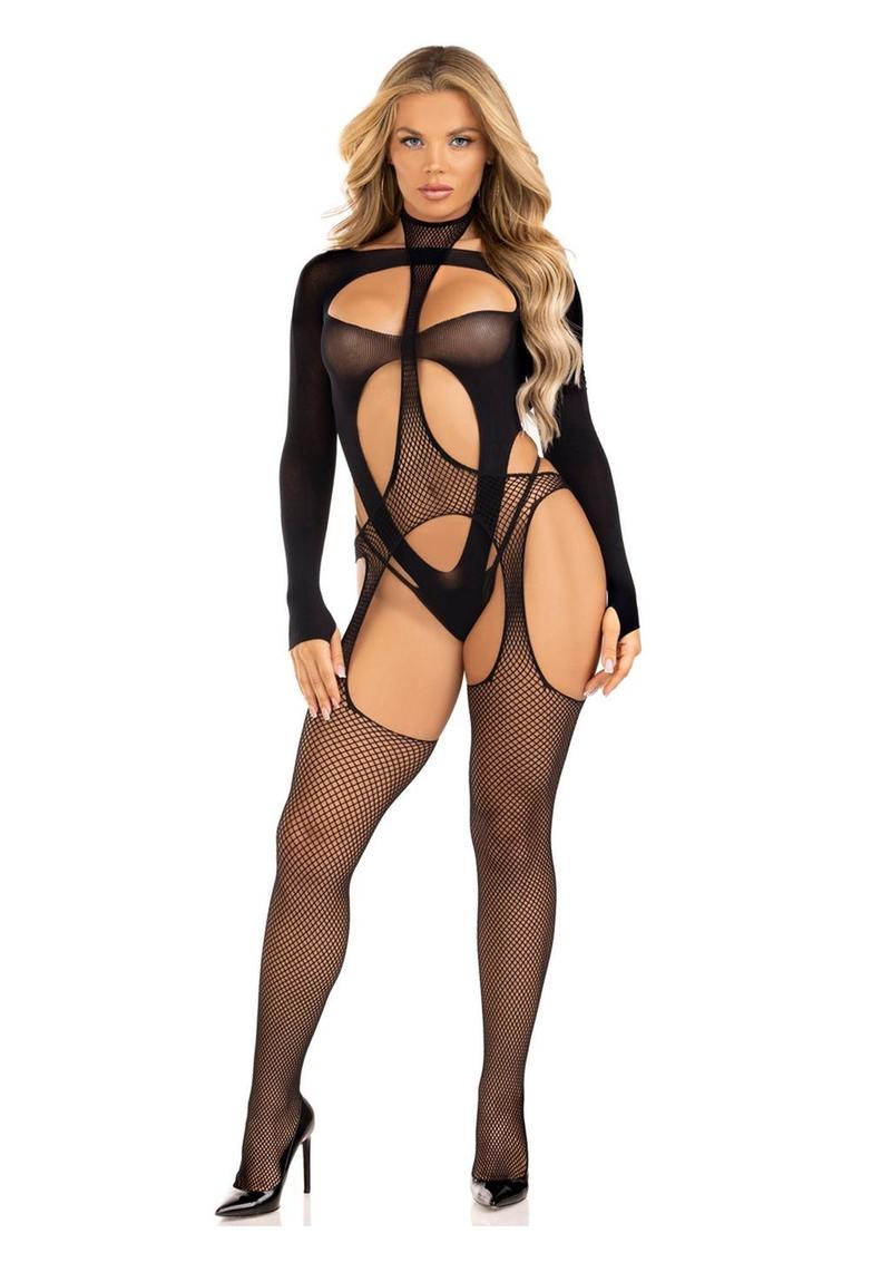 Spicy Suspender Bodystocking and Layered Opaque Cut - Out Teddy - Its Cassidy Bybee