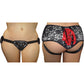 Sportsheets Curvy Collection Slate Lace Corsette Adjustable Strap-On - Black/Gray/Grey - Plus Size/Queen