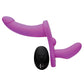 Strap U Double Take Double Penetration Rechargeable Silicone Vibrating Strap-On Harness - Purple