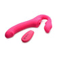 Strap U Licking Vibrating Rechargeable Silicone Strapless Strap-On with Remote Control - Pink