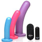 Strap U Triple Peg 28x Vibrating Rechargeable Silicone Dildo Set with Remote Control - Assorted Colors - 5 Piece