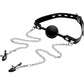 Strict Silicone Ball Gag with Nipple Clamps - Black