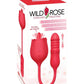 Wild Rose Lick and Thrust Rechargeable Silicone Dual Vibrator with Clitoral Stimulator - Red