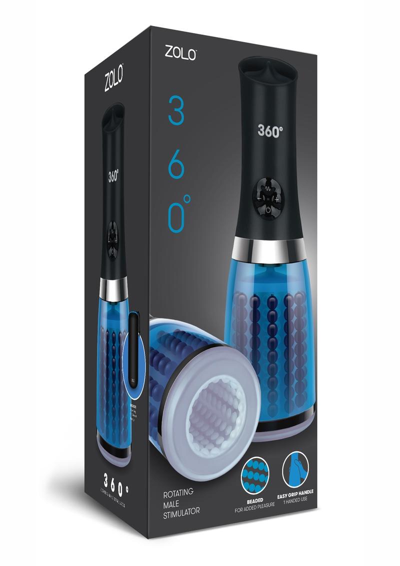ZOLO 360° Rotating Beaded Masturbator - Black/Blue
